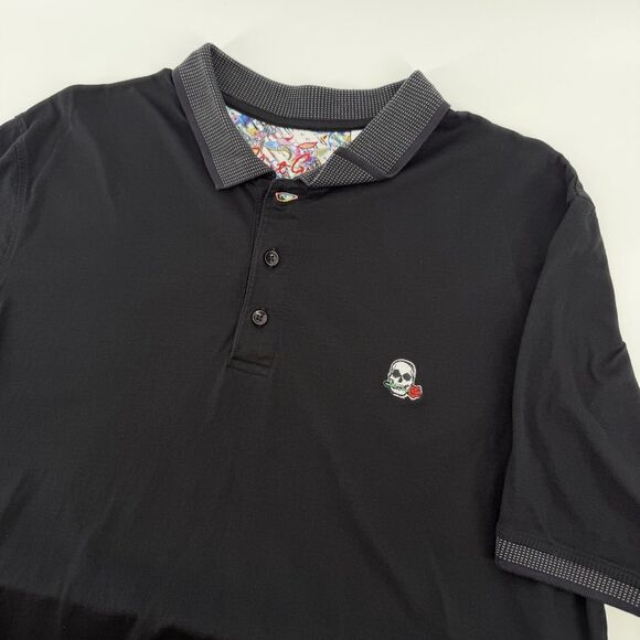 Robert Graham Other - Robert Graham Short Sleeve Polo Shirt Men’s XL Black Skull Rose Skeleton